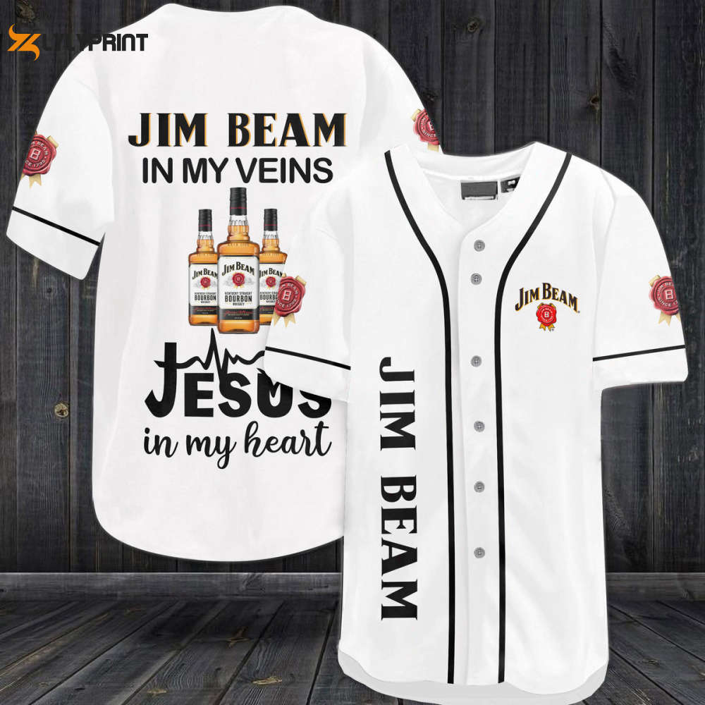 Jim Beam In My Veins Jesus In My Heart Baseball Jersey - Gift for Men Women - lylyprint.com