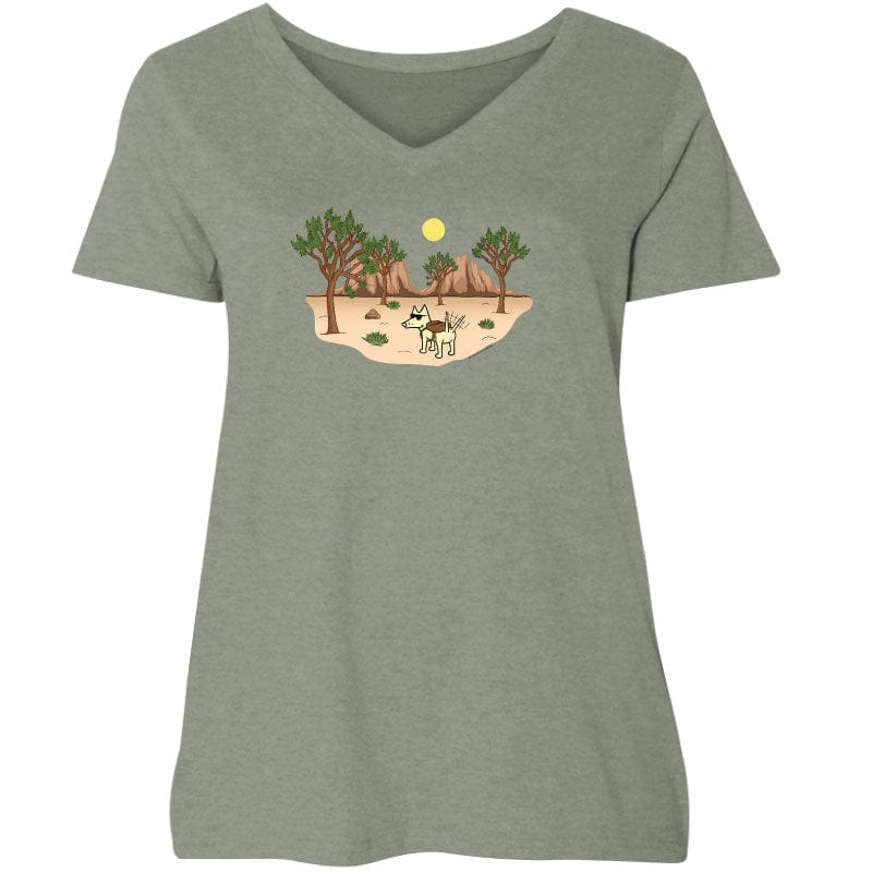 Joshua Tree - Ladies Curvy V-Neck Tee