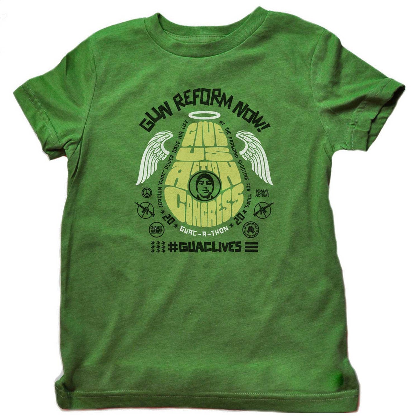 Kid's Guac-A-Thon 2020 Give Us Action Congress Kelly T-shirt | Supports Gun Reform