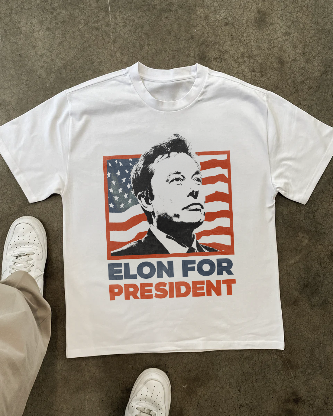 ELON FOR PRESIDENT 2028 WHITE T-SHIRT