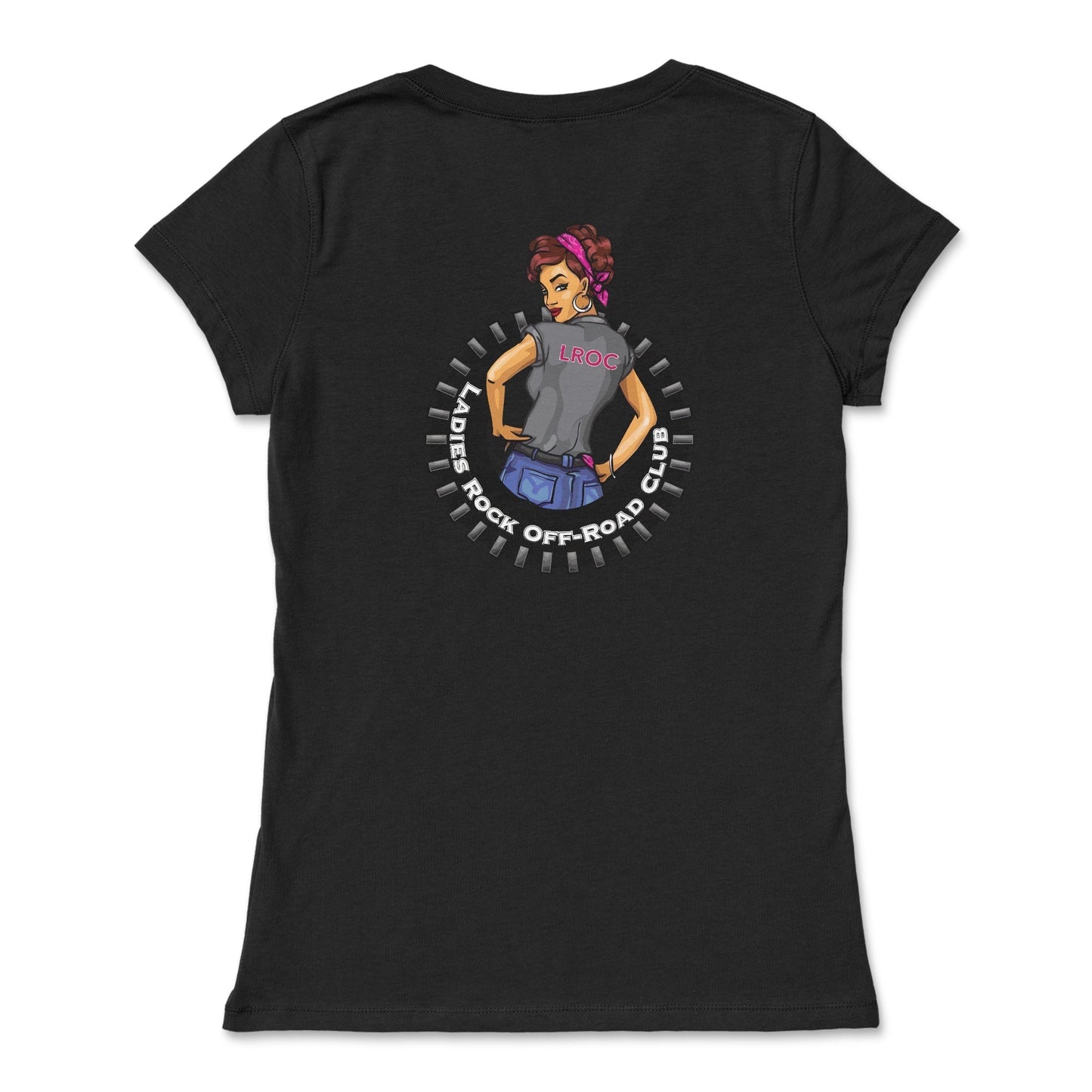 Ladies Rock Off-Road Club Slim Fit V-Neck Tee for Summer Adventures
