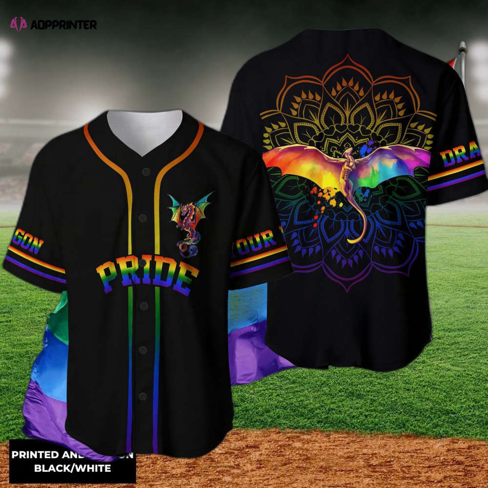 LGBT Pride Dragon Mandala Personalized Baseball Jersey - Aopprinter