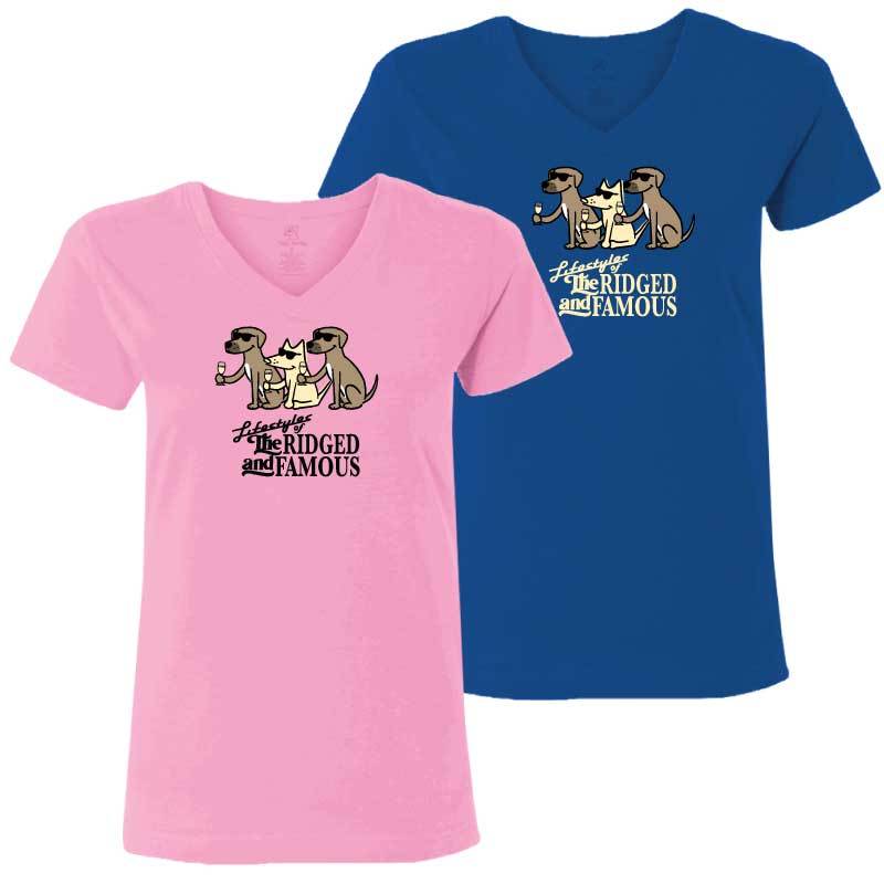 Lifestyles Of Ridged And Famous  - Ladies T-Shirt V-Neck