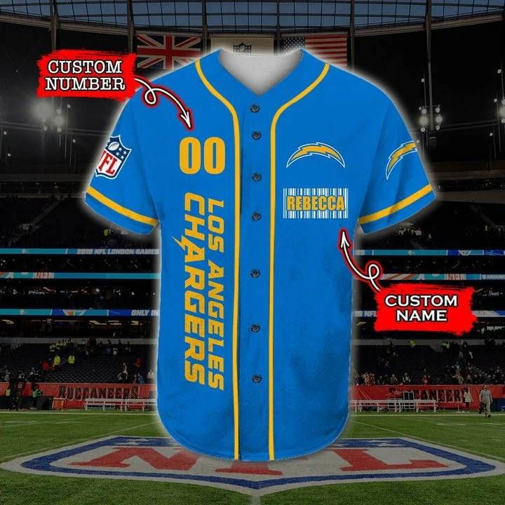 Los Angeles Chargers Personalized Baseball Jersey Gift for Men Dad - lylyprint.com