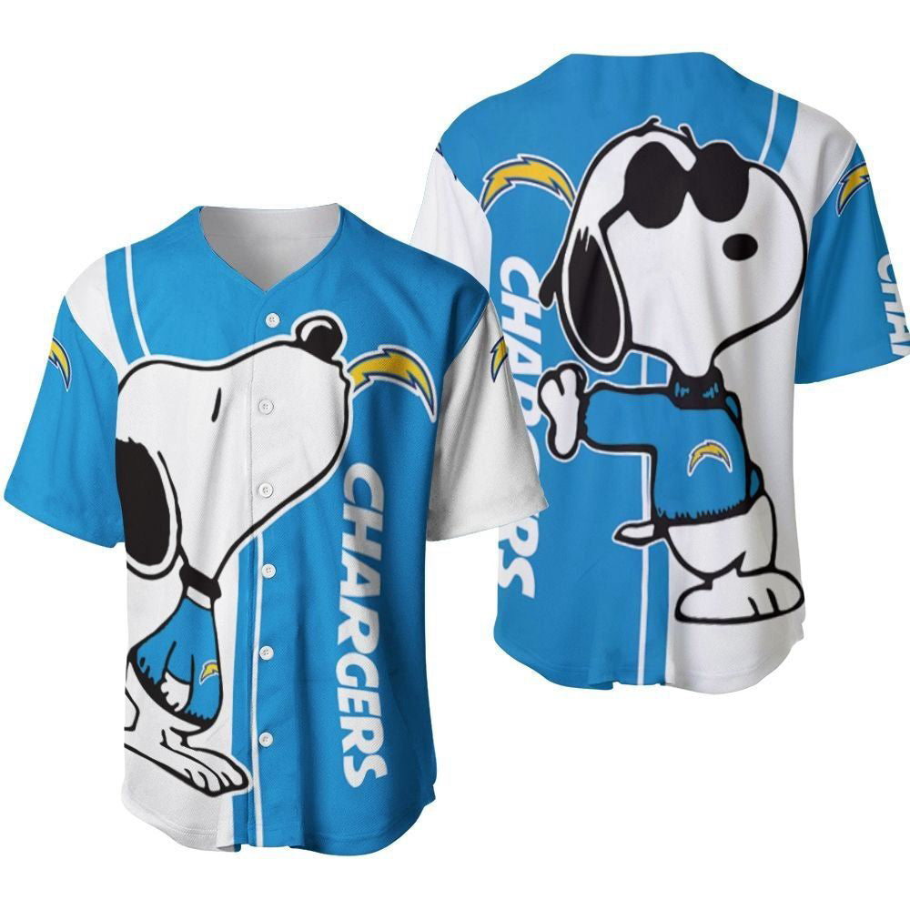 Los Angeles Chargers Snoopy Lover Printed Baseball Jersey Gift for Men Dad - Gift for Women Men - Bafud