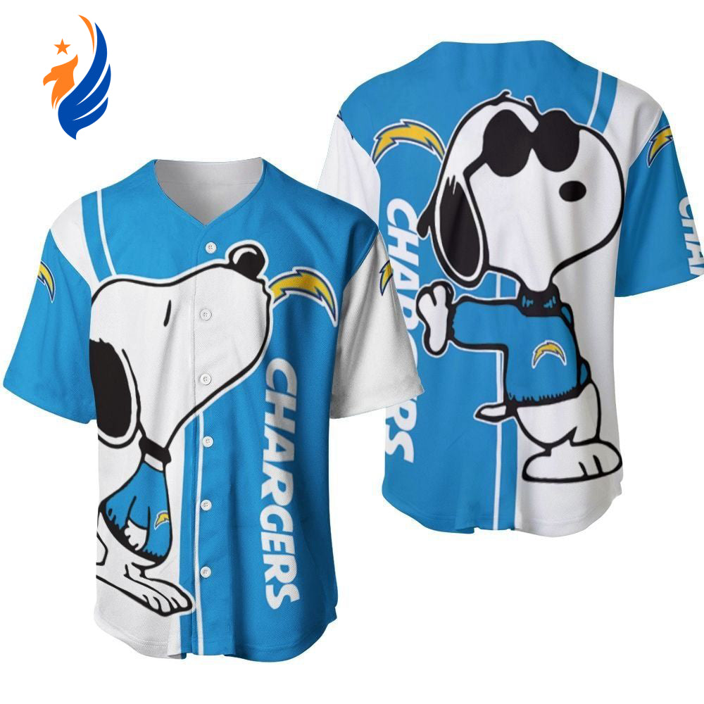 Los Angeles Chargers Snoopy Lover Printed Baseball Jersey Gift for Men Dad - Gift for Women Men - Bafud