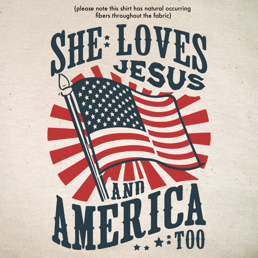Loves Jesus and America Too Tee