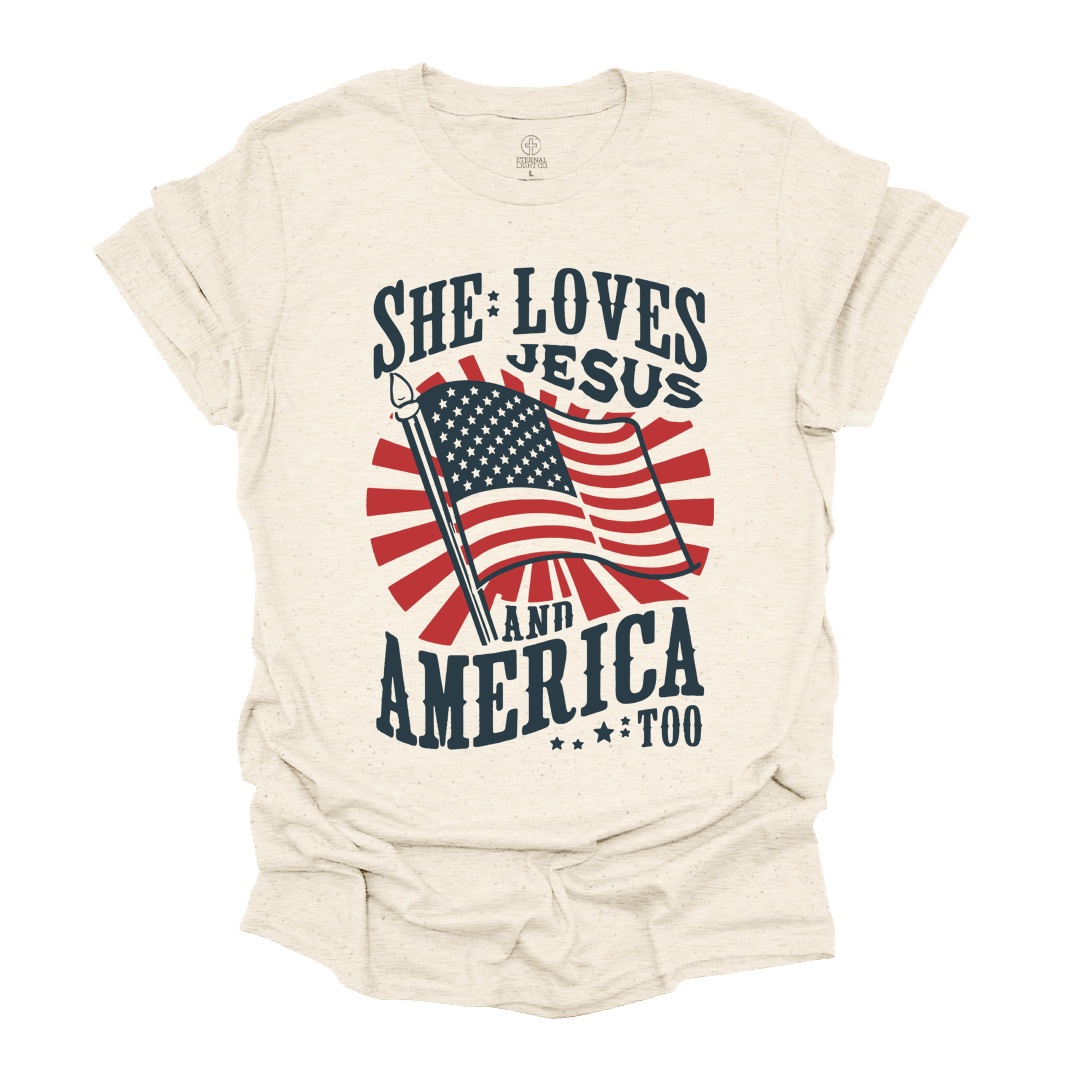Loves Jesus and America Too Tee