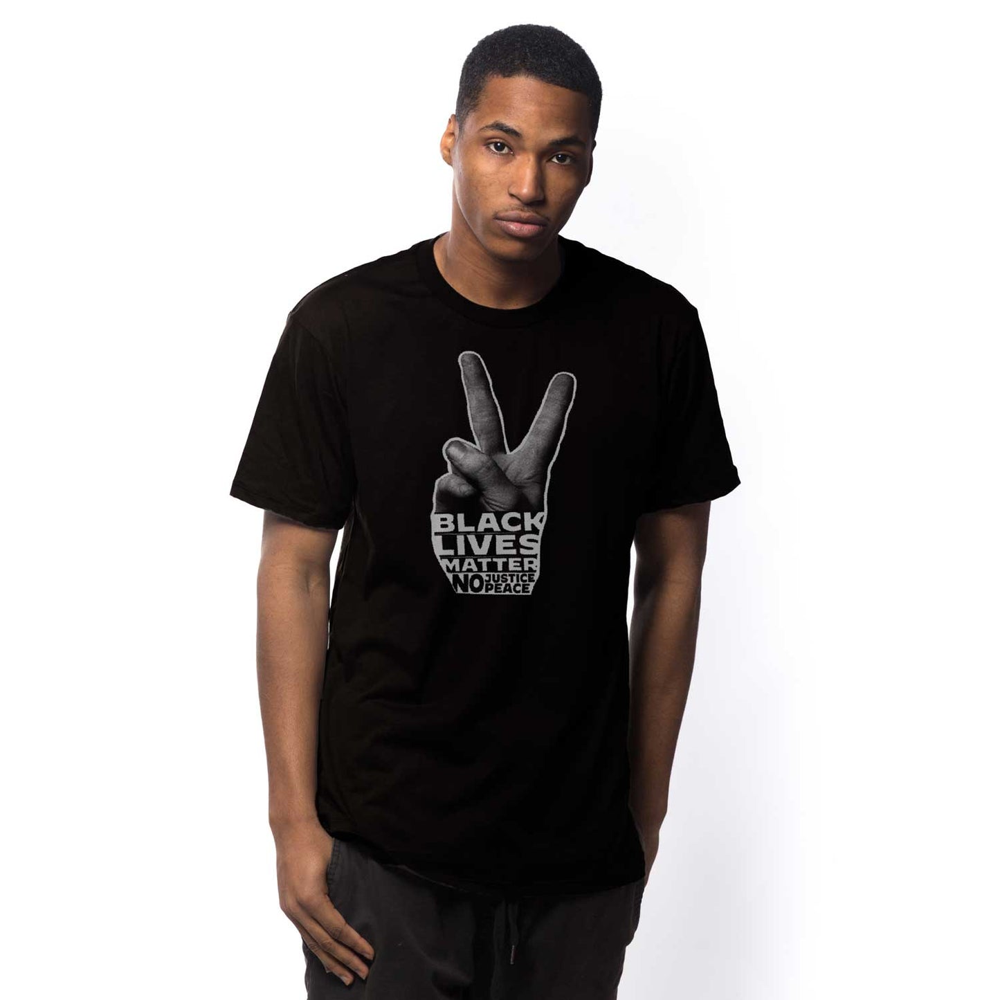 Black Lives Matter Peace Hand T-shirt | Supports Racial Equality