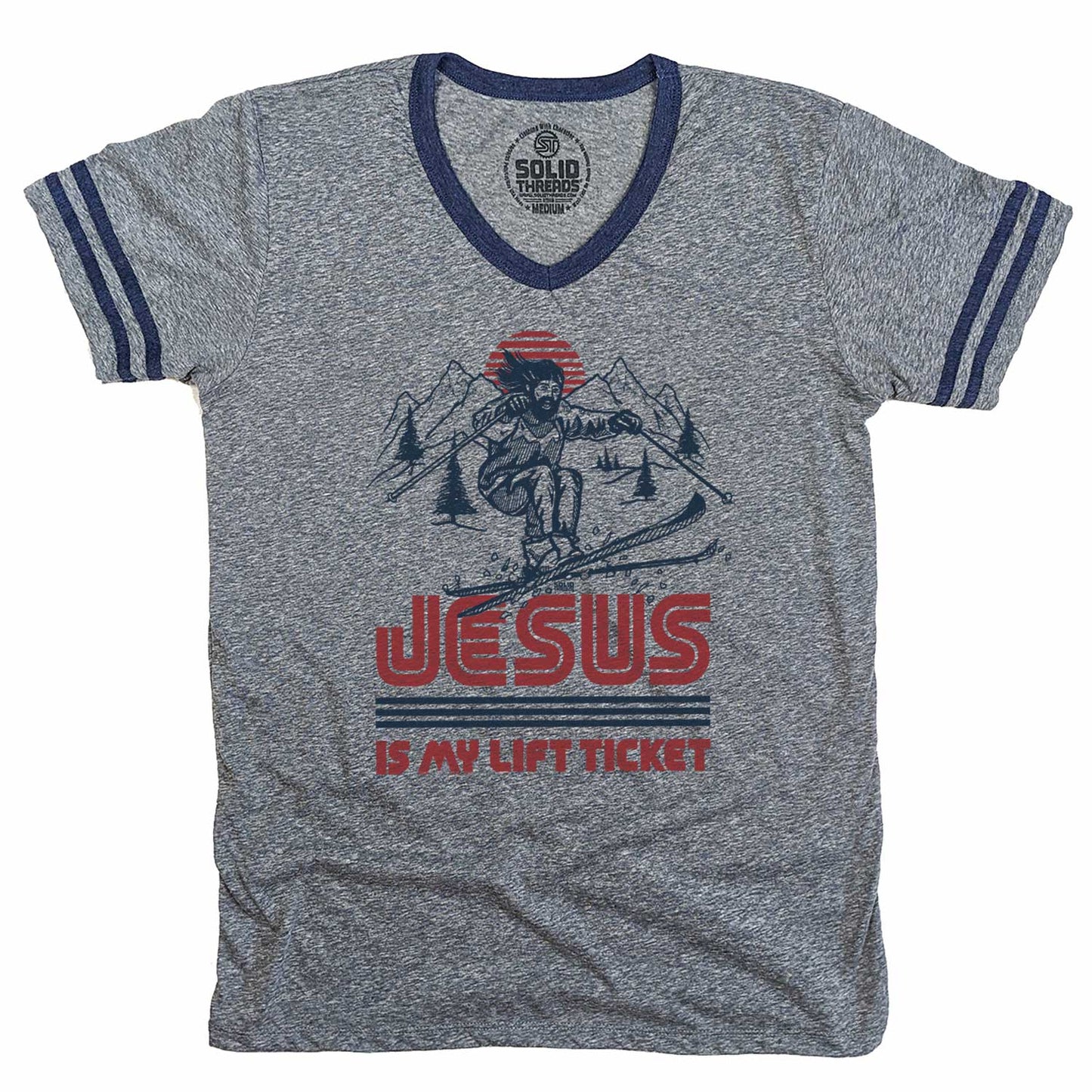 Jesus Is My Lift Ticket Ringer V-Neck Tee