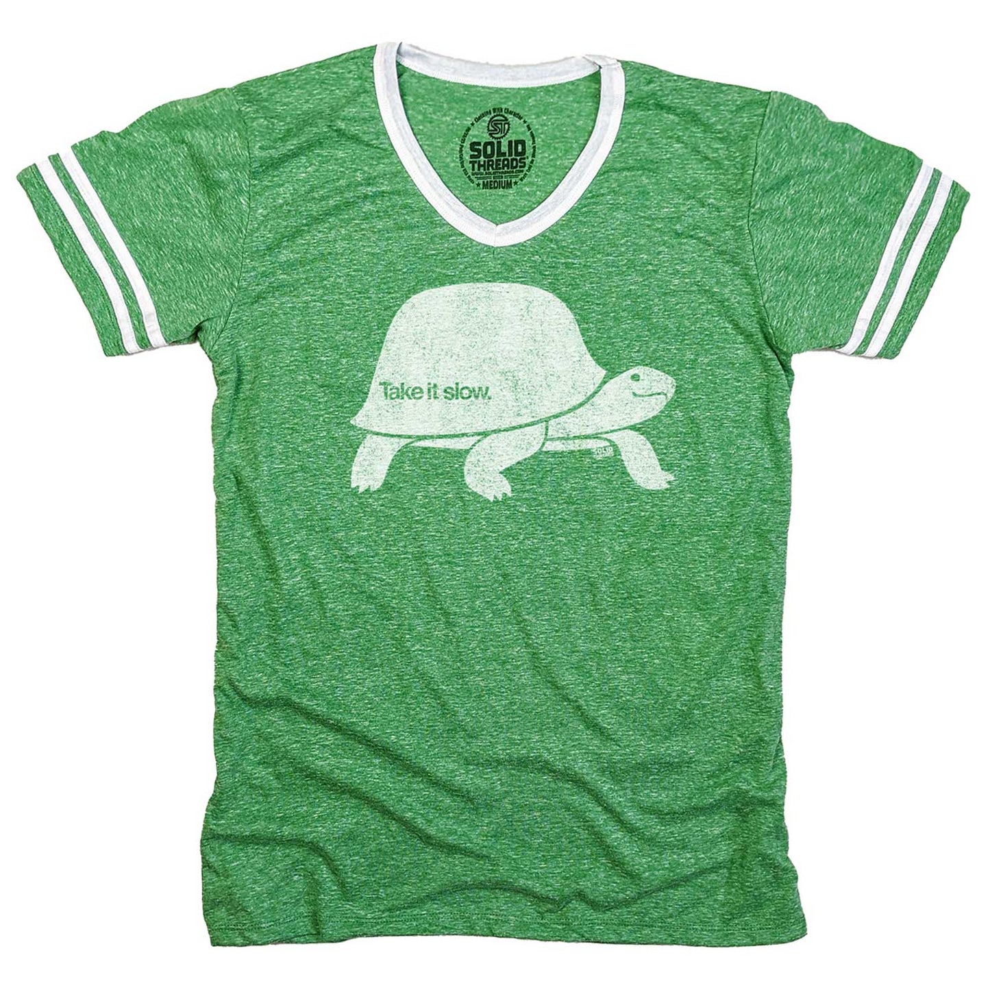 Take It Slow Ringer V-Neck Tee