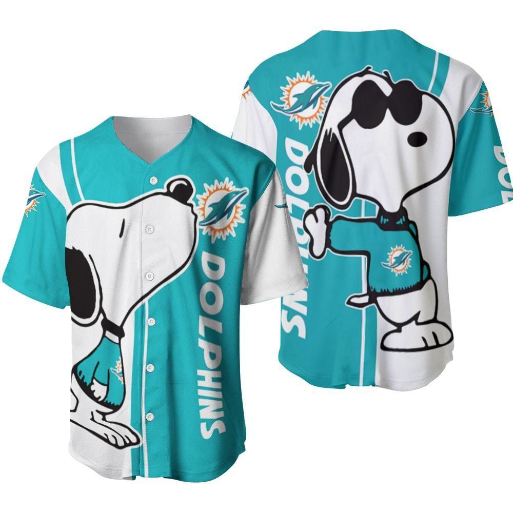 Miami Dolphins Snoopy Lover Printed Baseball Jersey - Gift for Women Men - Bafud