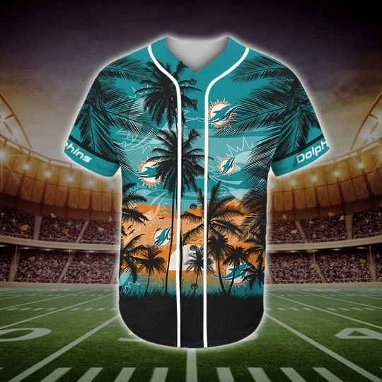 Shop the Miami Dolphins Tropical Baseball Jersey- Perfect for Sunny Miami Games! - lylyprint.com