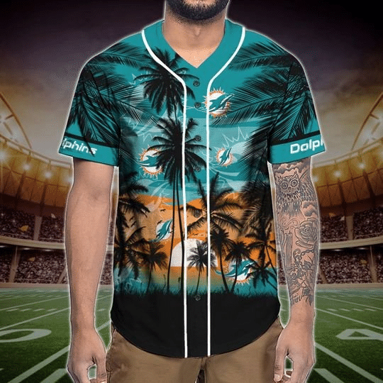 Shop the Miami Dolphins Tropical Baseball Jersey- Perfect for Sunny Miami Games! - lylyprint.com