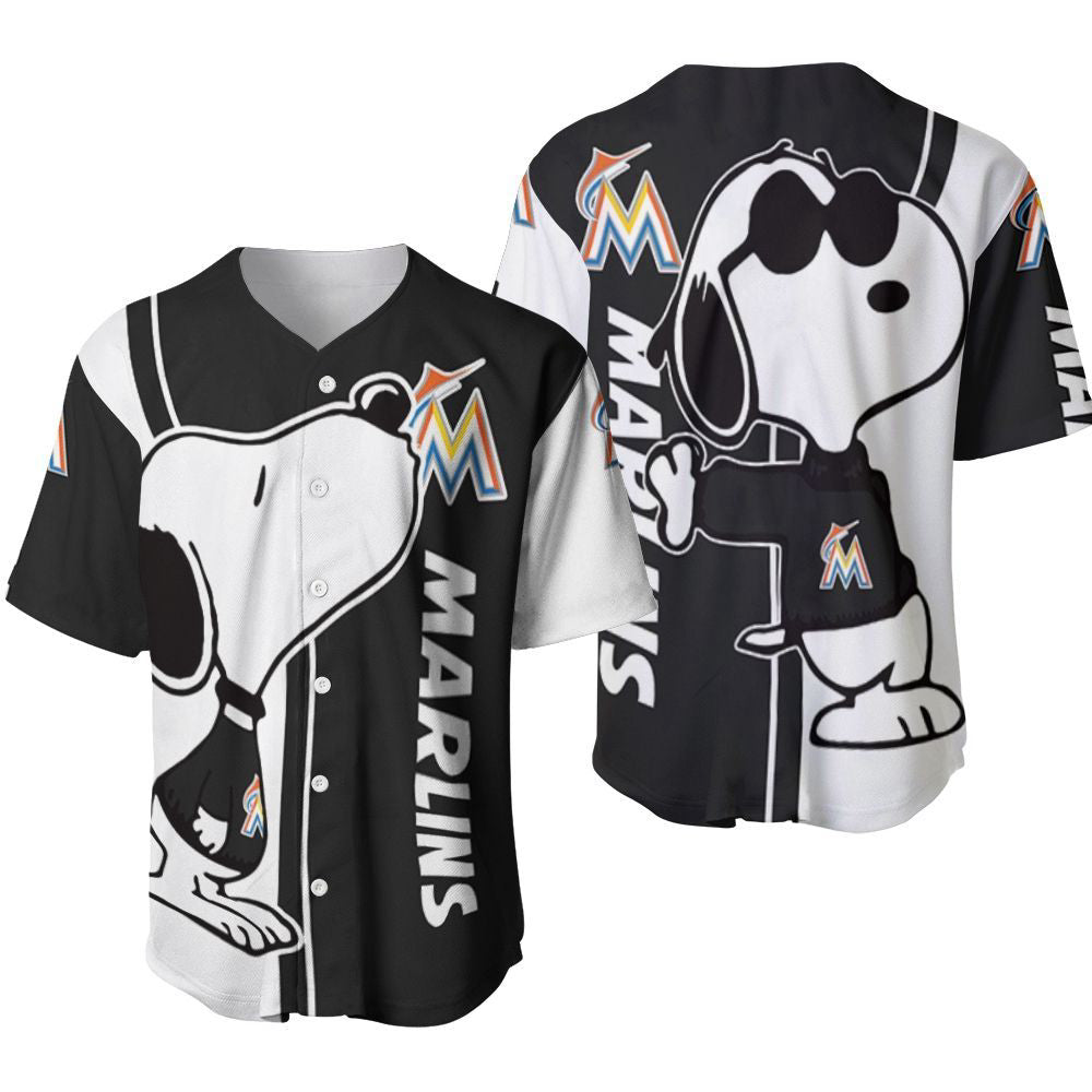 Miami Marlins Snoopy Lover Printed Baseball Jersey - Gift for Women Men - Bafud