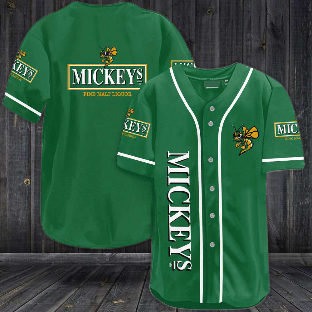 Shop Mickey’s Green Fine Malt Liquor Baseball Jersey – Stylish Authentic Design - Bafud