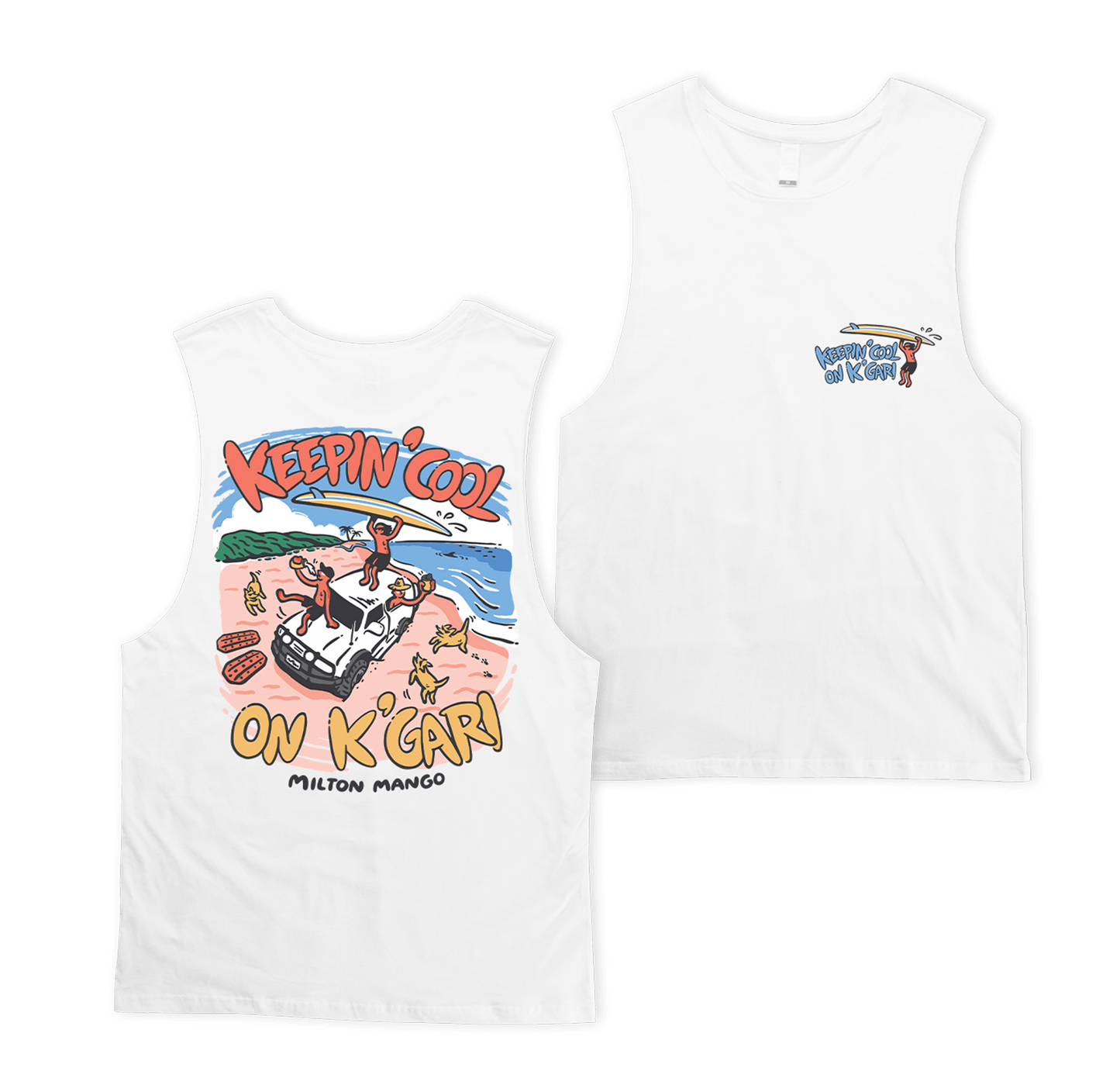Keepin' Cool on K'Gari Muscle Tee White