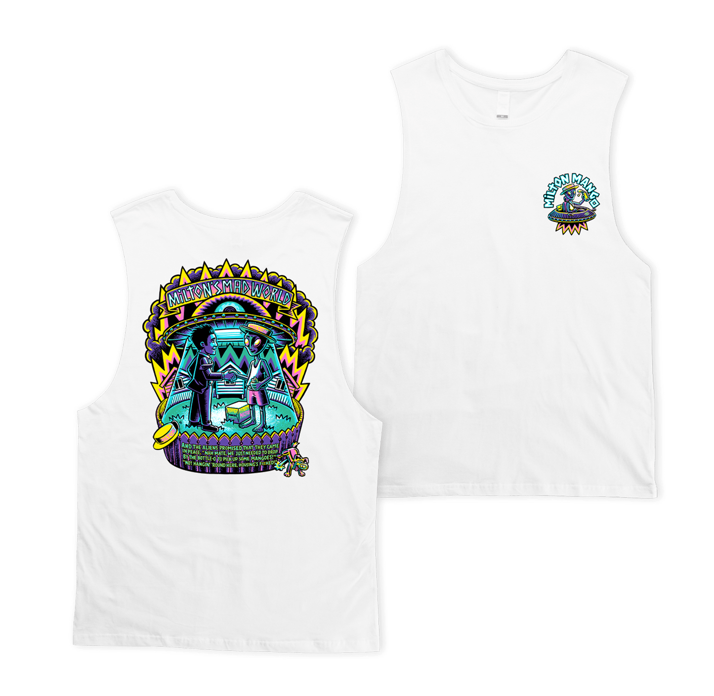 Milton Mango Run Muscle Tee White