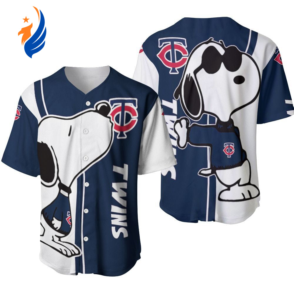 Minnesota Twins snoopy lover Printed Baseball Jersey - Gift for Men Women- Gift for Women Men - Bafud