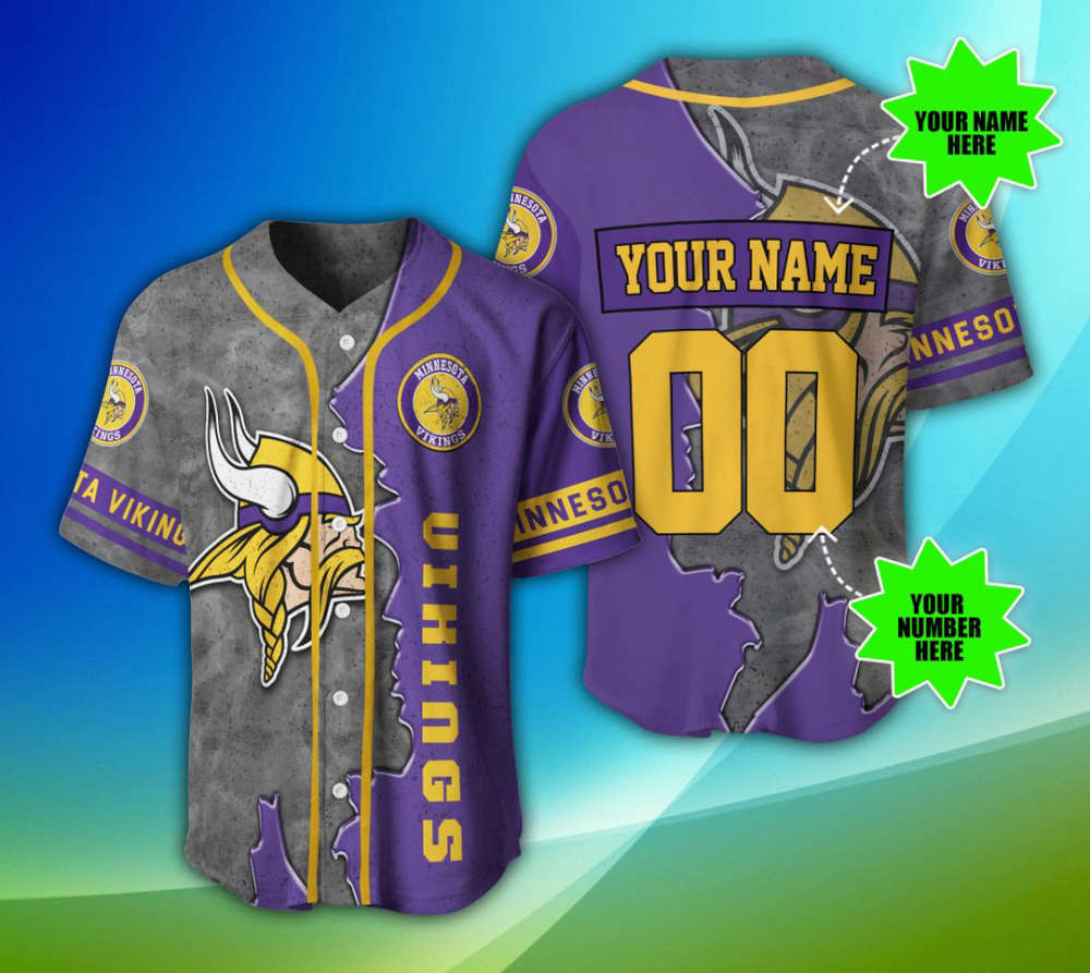 Minnesota Vikings Personalized Baseball Jersey Fan Gifts - lylyprint.com