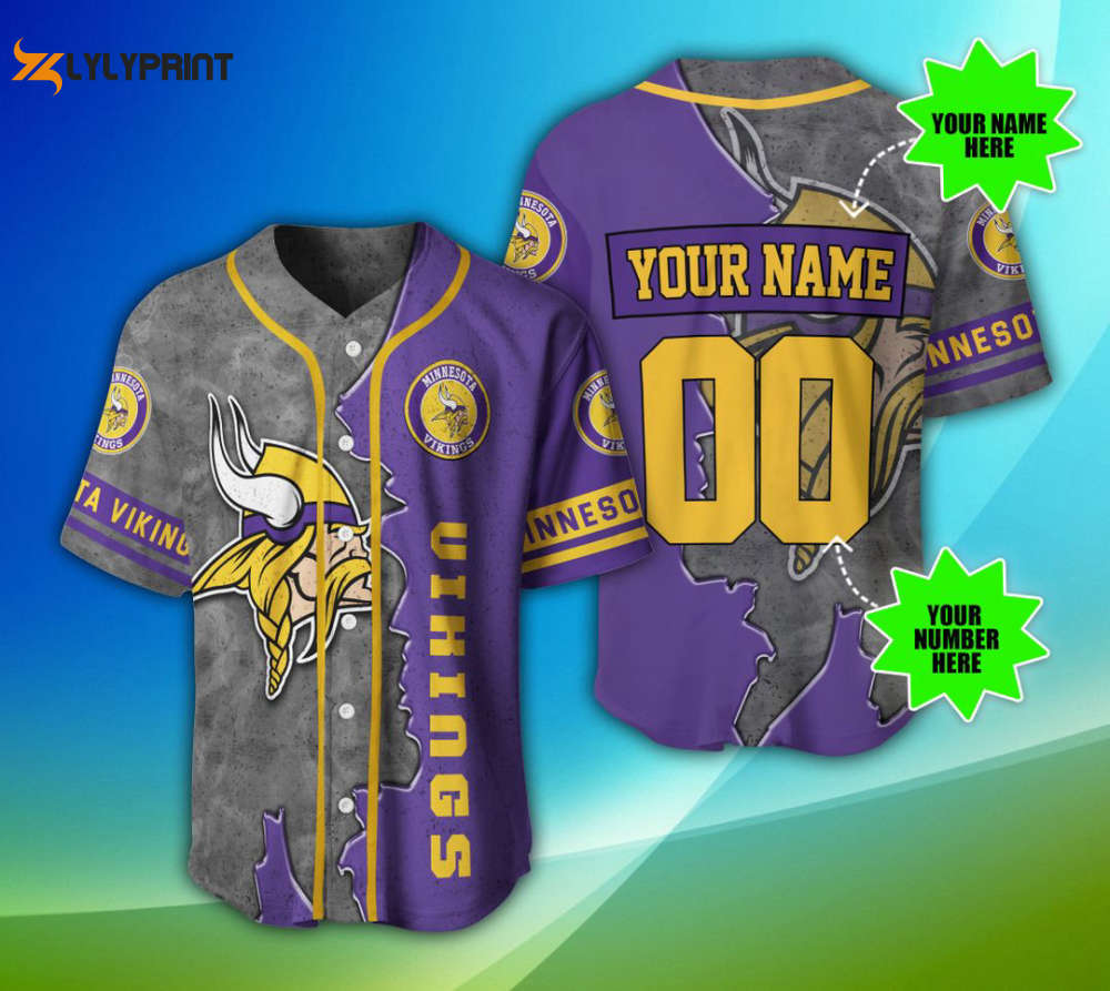 Minnesota Vikings Personalized Baseball Jersey Fan Gifts - lylyprint.com