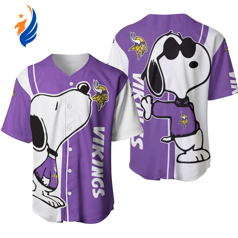 Minnesota Vikings snoopy lover Printed Baseball Jersey - Gift for Women Men - Bafud
