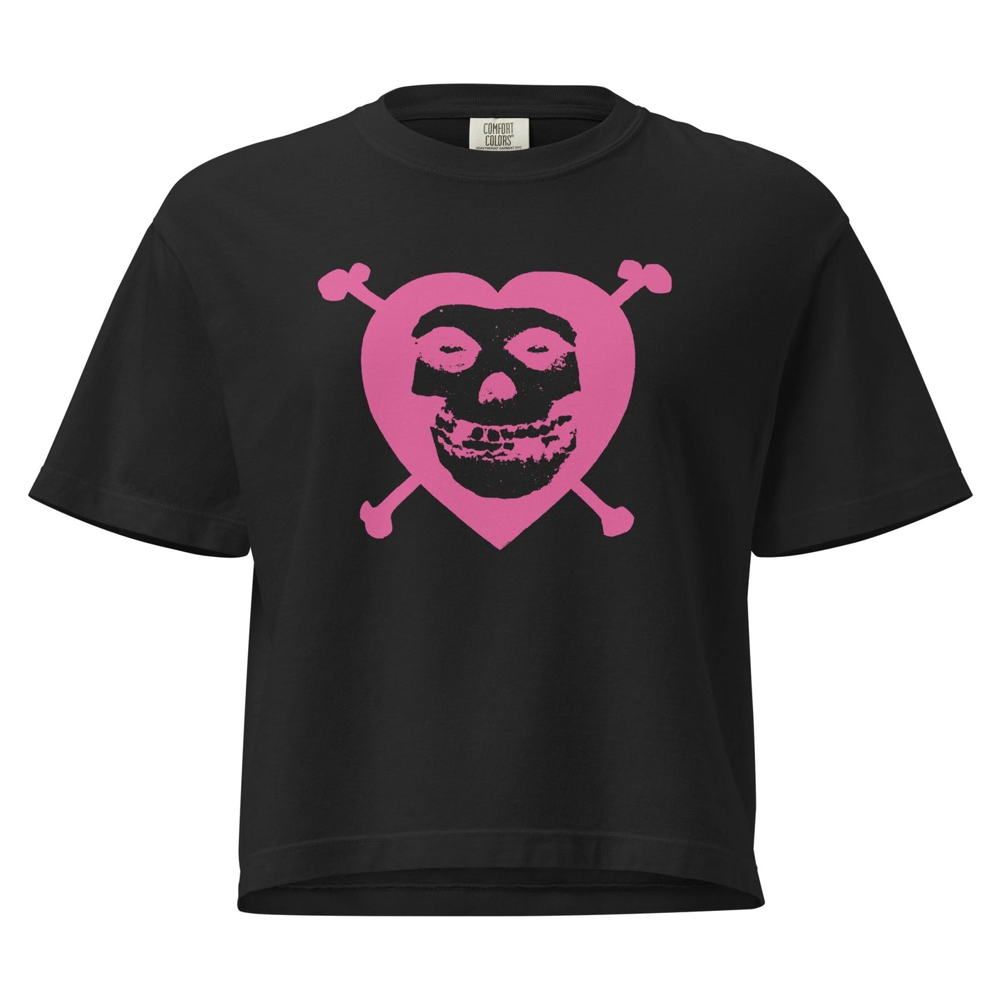 Misfits Heart Skull Mineral Wash Womens Crop Tee