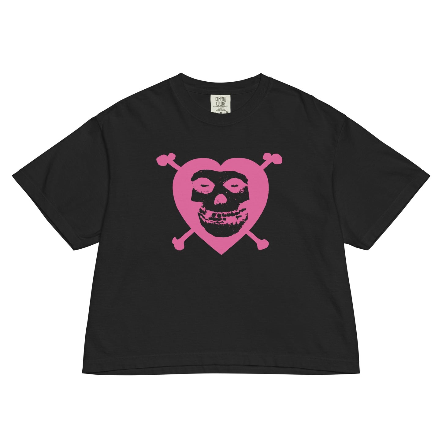 Misfits Heart Skull Mineral Wash Womens Crop Tee