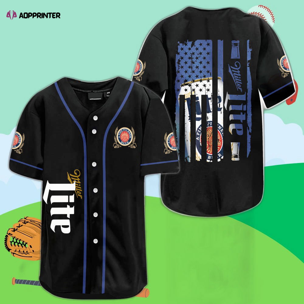 Ml2004l4 Miller Lite Flag Baseball Jersey - Aopprinter