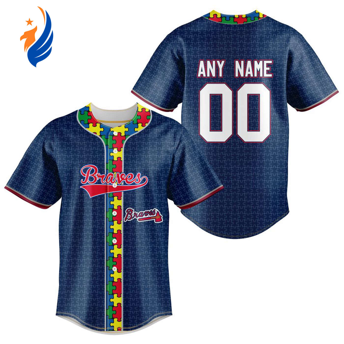 MLB Atlanta Braves Specialized Baseball Jersey Fearless Aganst Autism Gift for Men Women - Bafud