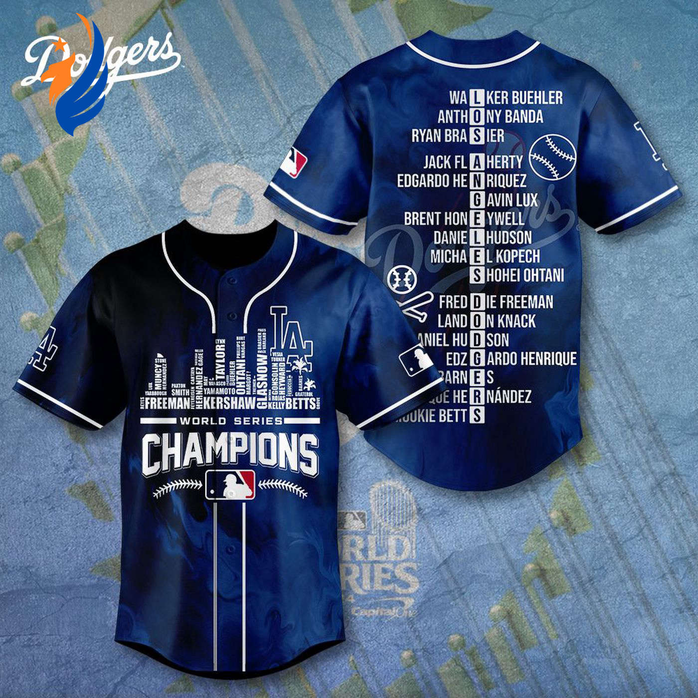 MLB Los Angeles Dodgers 2024 World Series Champions Design Baseball Jersey Gift for Men Women - Bafud