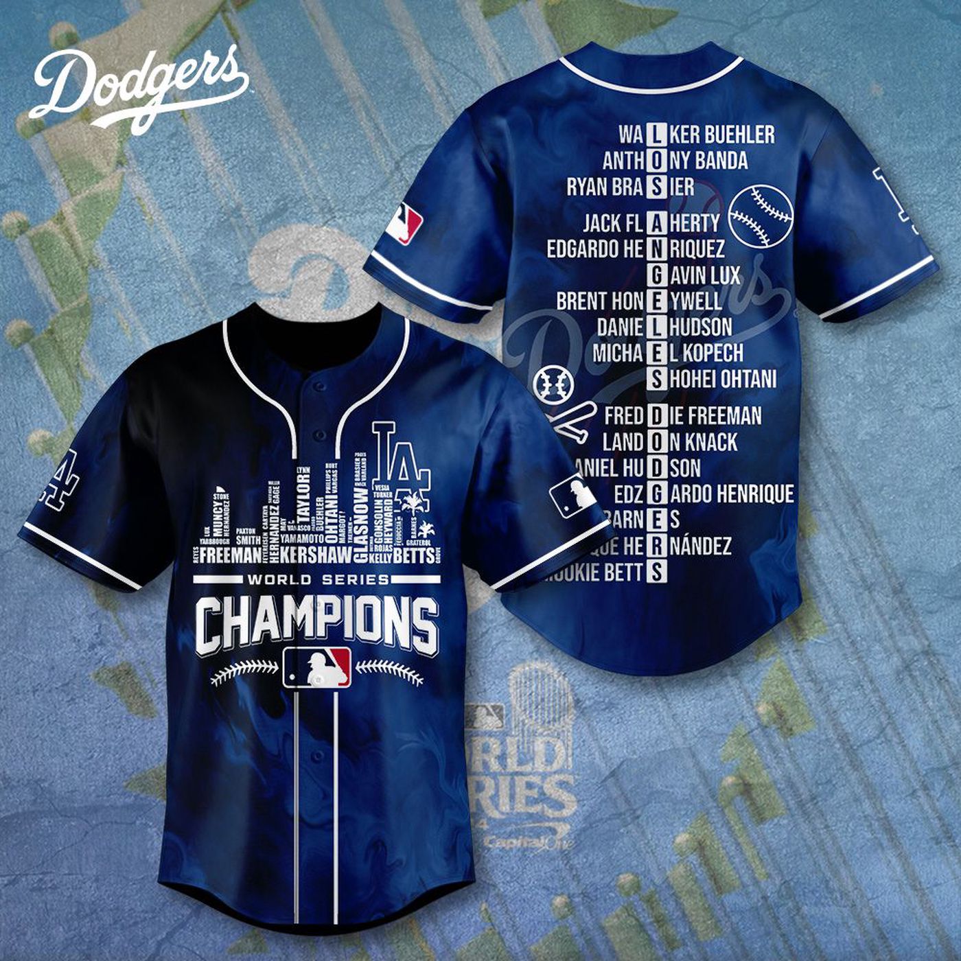 MLB Los Angeles Dodgers 2024 World Series Champions Design Baseball Jersey Gift for Men Women - Bafud