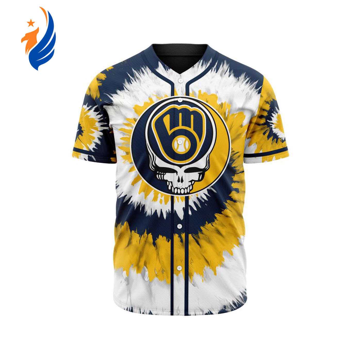 MLB Milwaukee Brewers Special Grateful Dead Design Baseball Jersey Gift for Men Women - Bafud