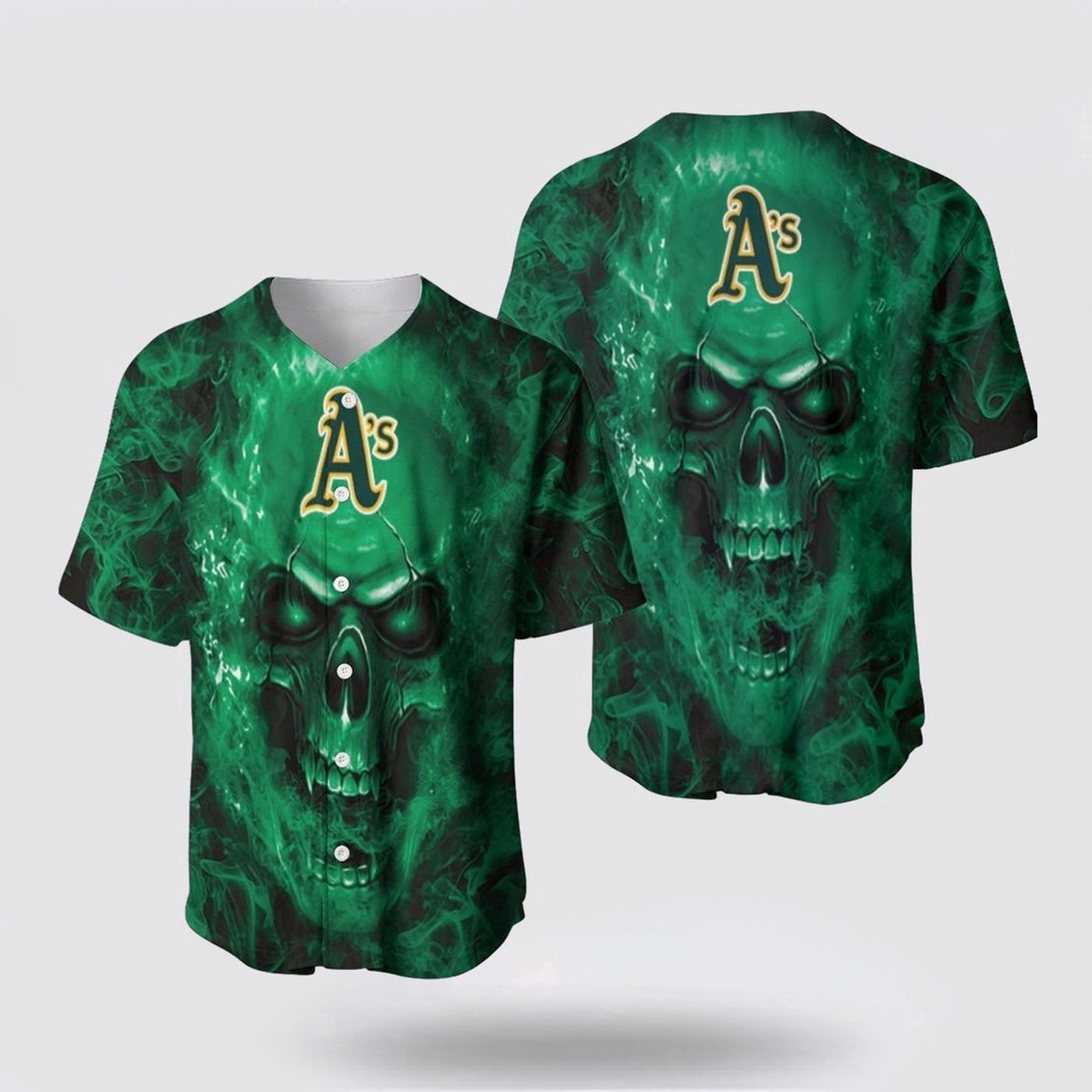 Oakland Athletics MLB Baseball Jersey: Breathable Comfortable Fan Gear with Skull Design - lylyprint.com