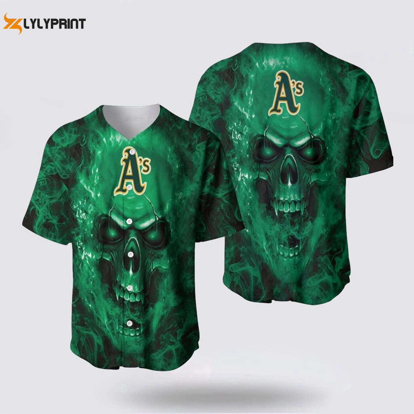Oakland Athletics MLB Baseball Jersey: Breathable Comfortable Fan Gear with Skull Design - lylyprint.com