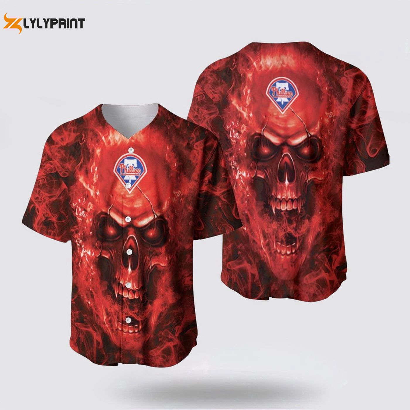 MLB Philadelphia Phillies Baseball Jersey Skull: Vibrant Fan Choice for Any Field! - Gift for Men Women - lylyprint.com