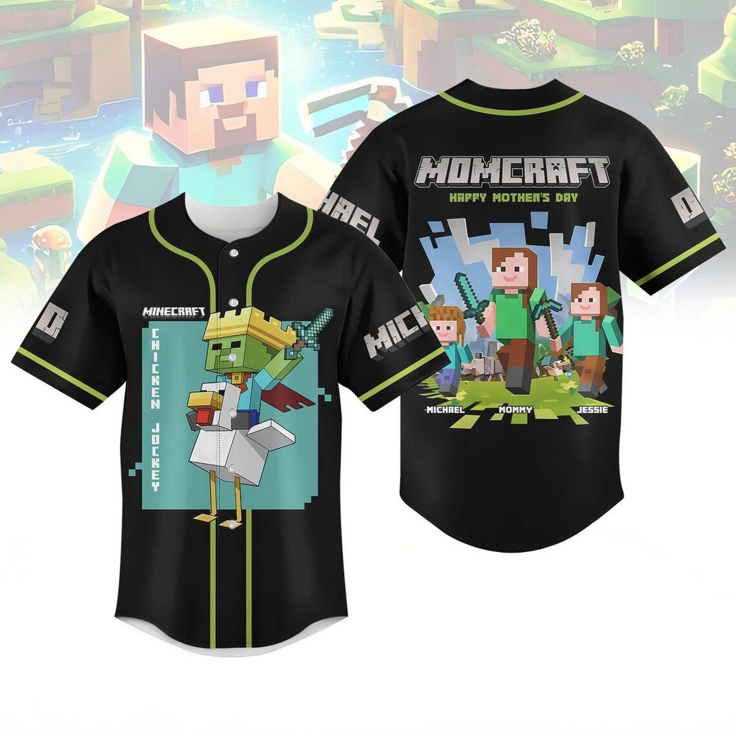 Momcraft Happy Mother's Day Black Baseball Jersey