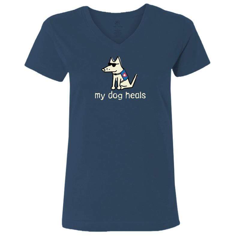 My Dog Heals - Ladies T-Shirt V-Neck
