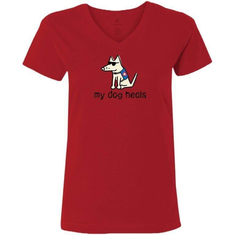 My Dog Heals - Ladies T-Shirt V-Neck