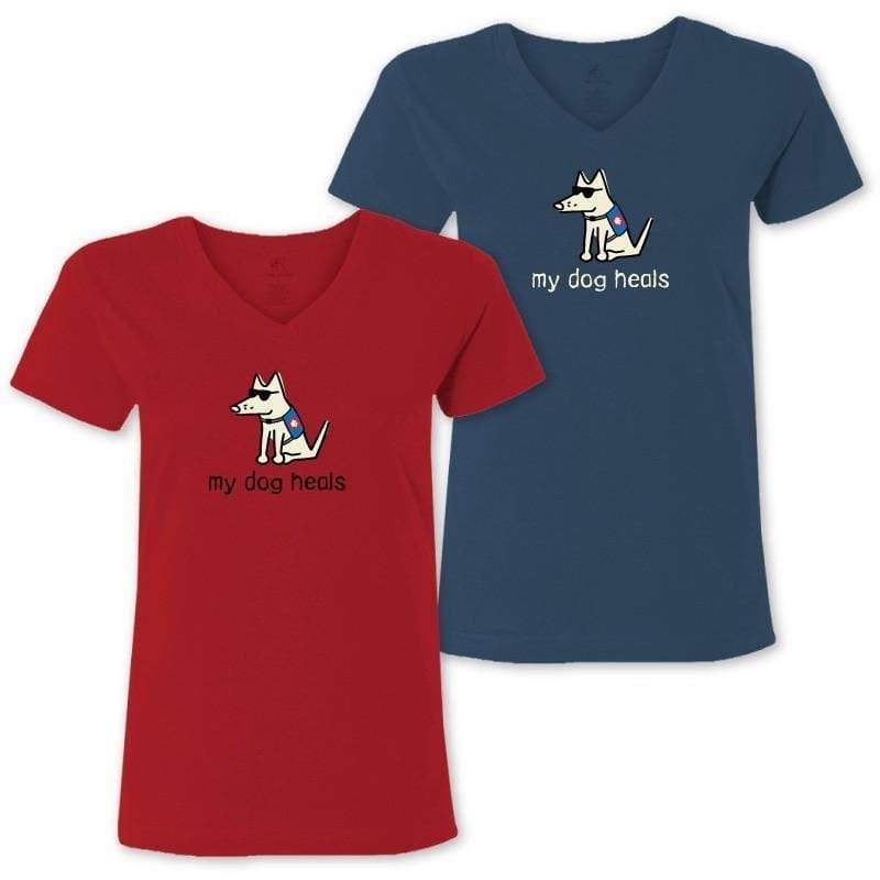 My Dog Heals - Ladies T-Shirt V-Neck