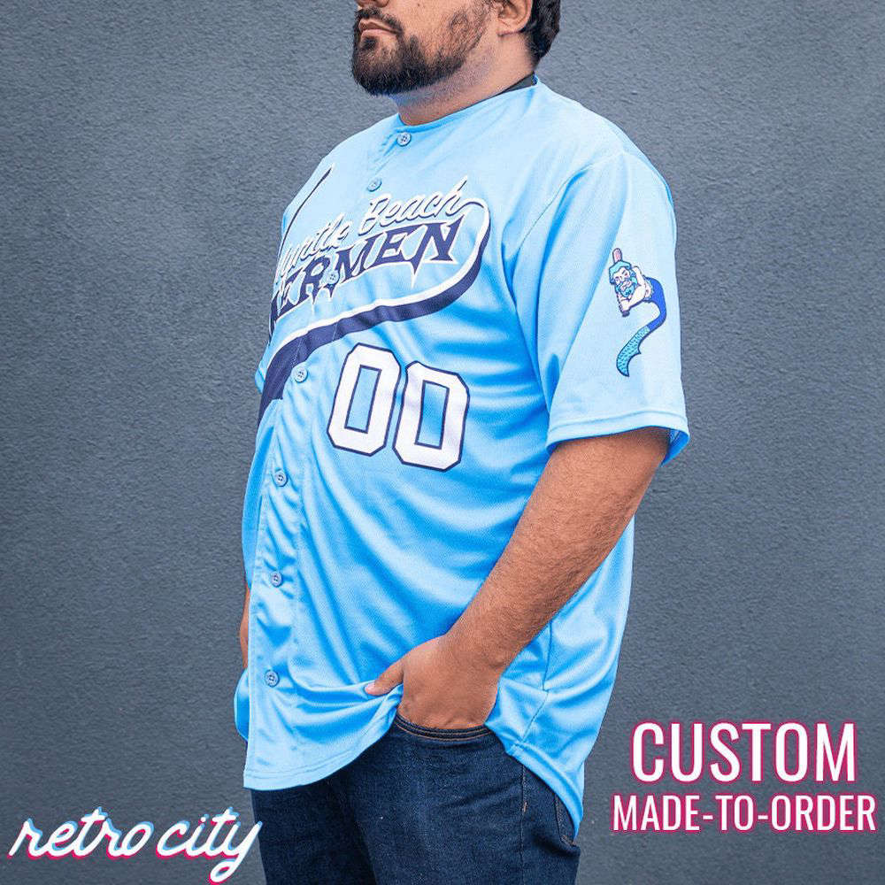 Myrtle Beach Mermen Kenny Powers Full-Button Baseball Jersey Custom - lylyprint.com