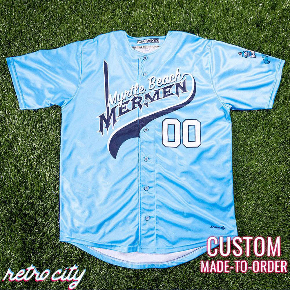 Myrtle Beach Mermen Kenny Powers Full-Button Baseball Jersey Custom - lylyprint.com