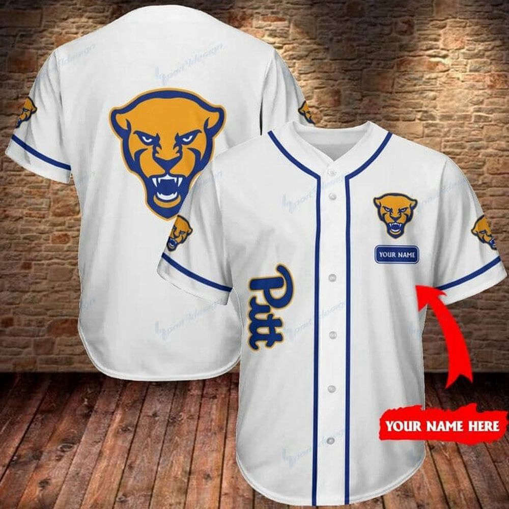 NCAA Pittsburgh Panthers Custom Name White Baseball Jersey Unisex Shirt, Gift For Men And Women - Aopprinter