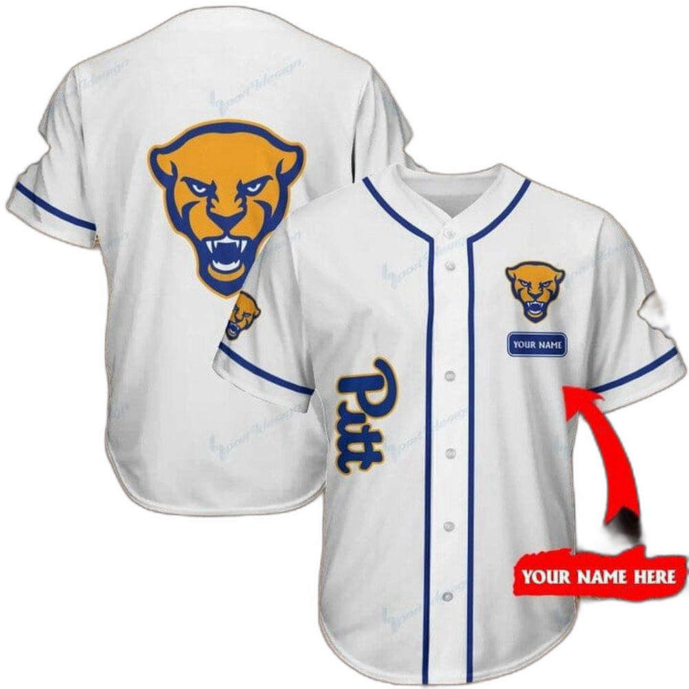NCAA Pittsburgh Panthers Custom Name White Baseball Jersey Unisex Shirt, Gift For Men And Women - Aopprinter