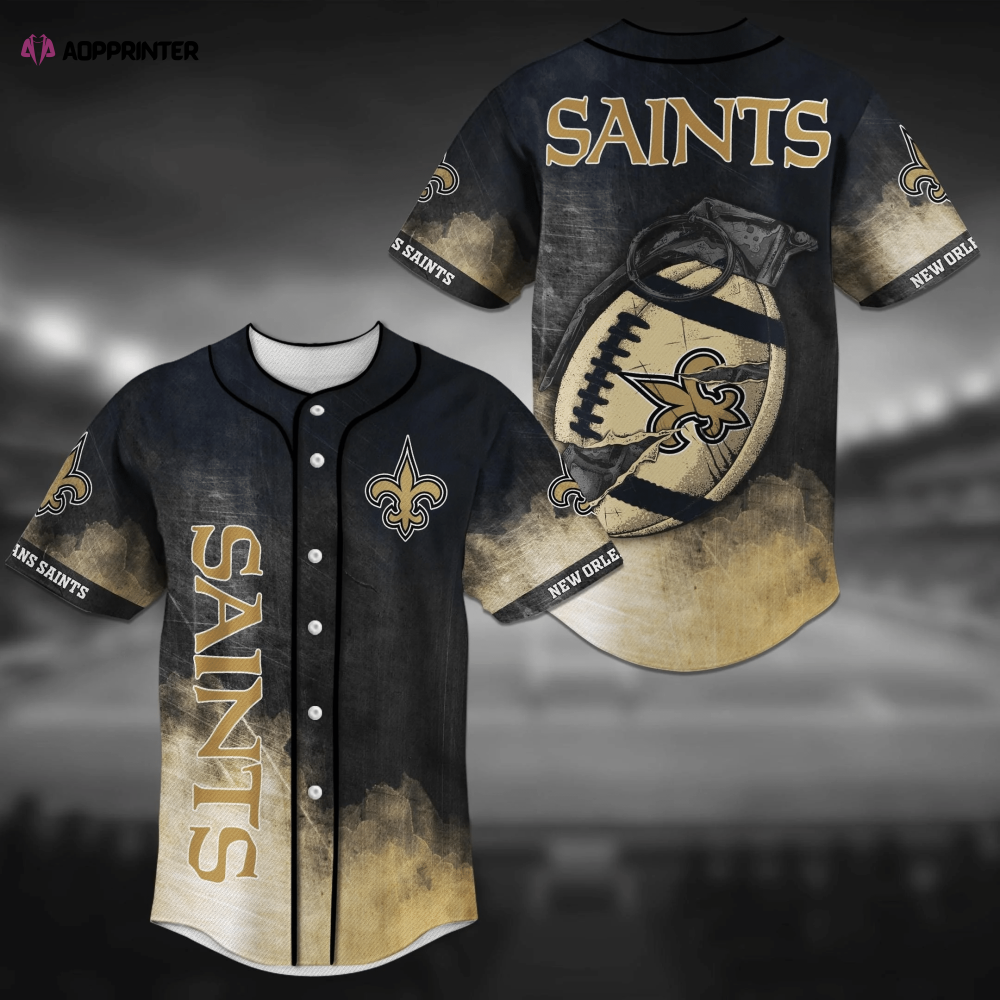 New Orleans Saints Grenade Print Baseball Jersey Shirt - Aopprinter