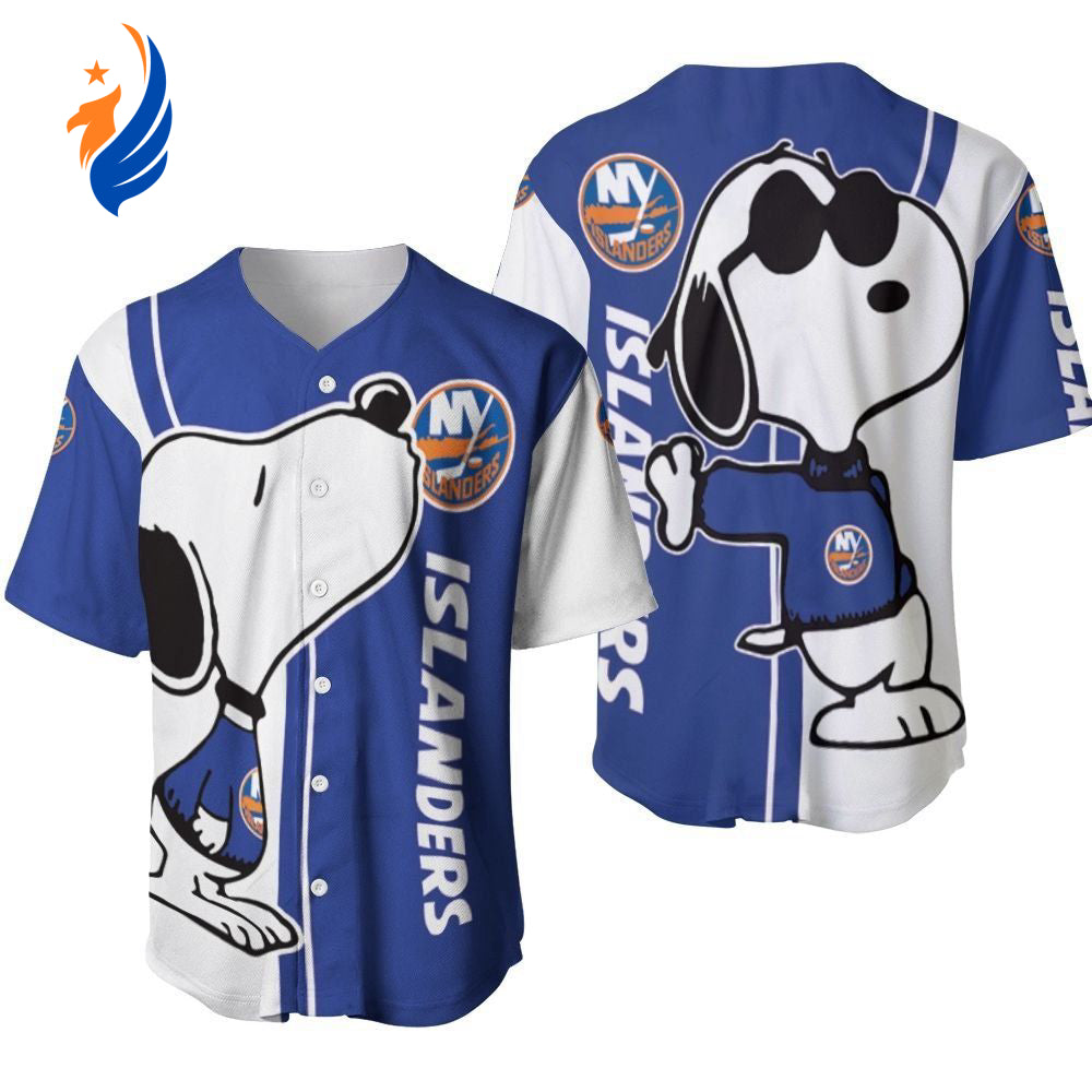 New york Islanders snoopy lover Printed Baseball Jersey - Gift for Women Men - Bafud