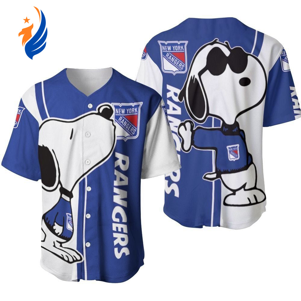 New York Rangers snoopy lover Printed Baseball Jersey - Gift for Men Women- Gift for Women Men - Bafud