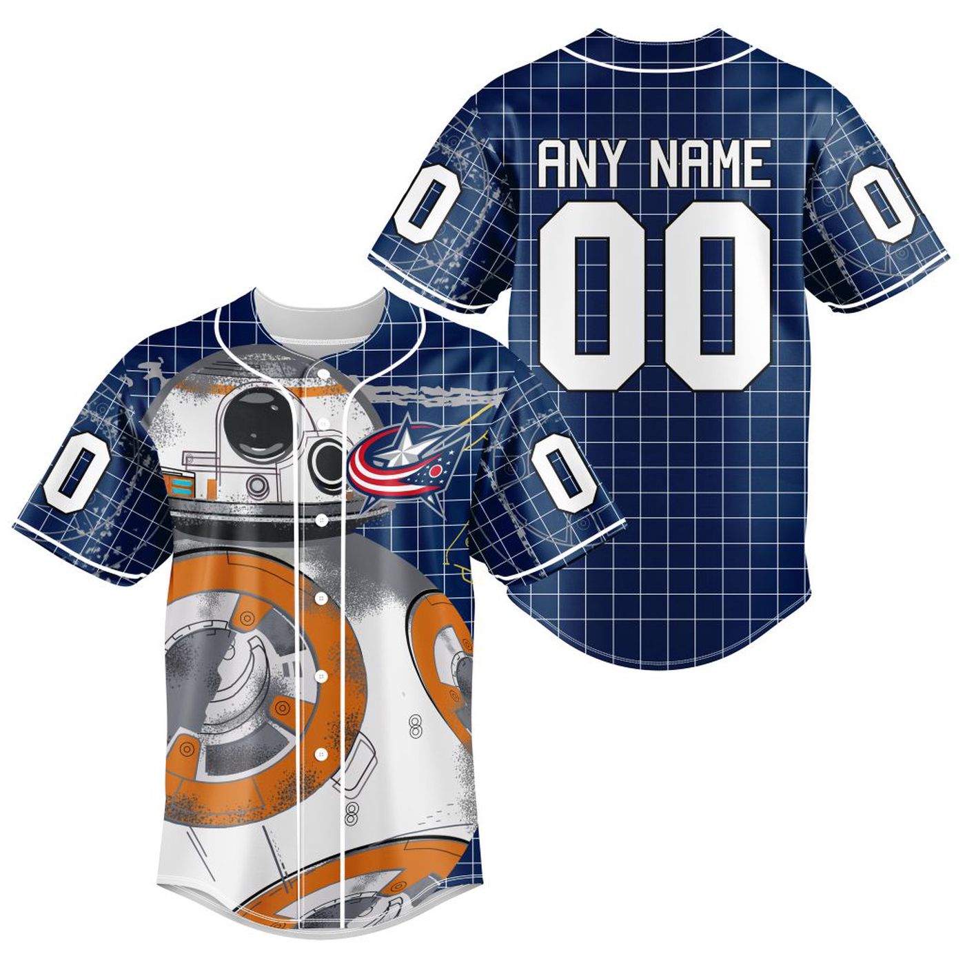 NHL Columbus Blue Jackets | Specialized Baseball Jersey X BB-8 D Star War - Bafud