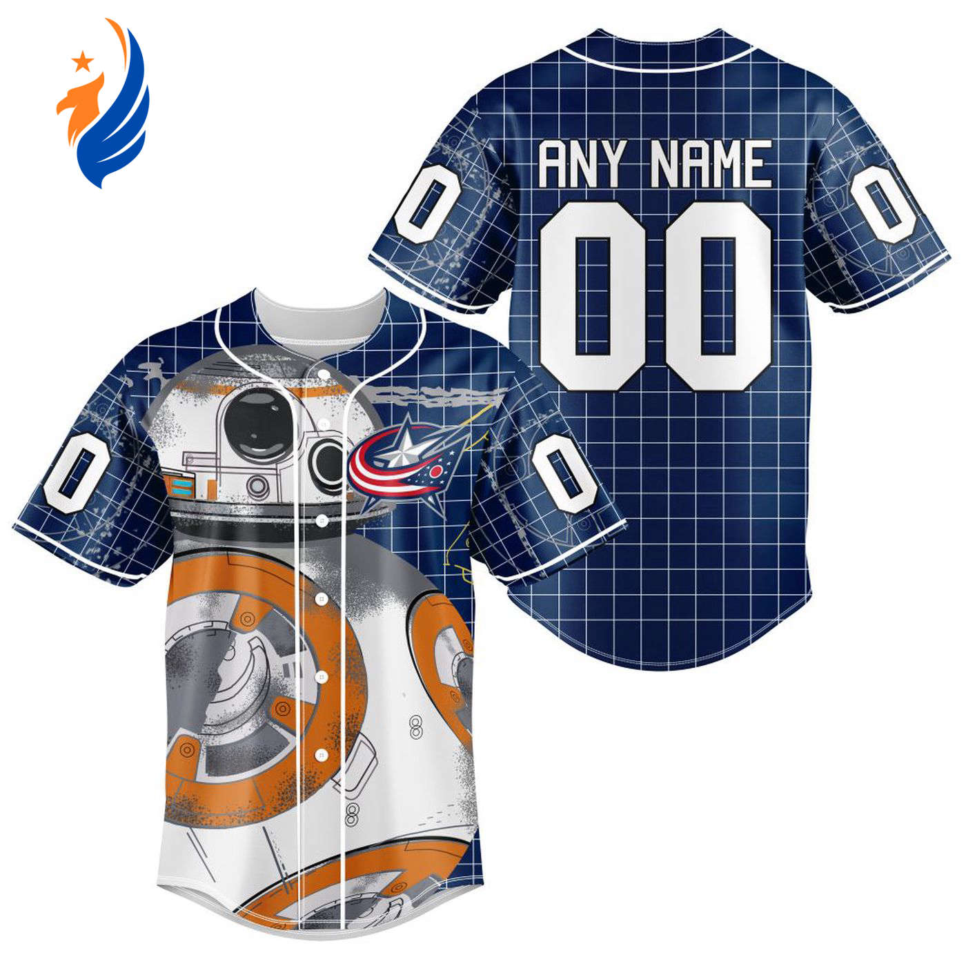 NHL Columbus Blue Jackets | Specialized Baseball Jersey X BB-8 D Star War - Bafud