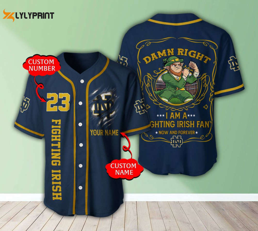 Notre Dame Fighting Irish Personalized Baseball Jersey - lylyprint.com